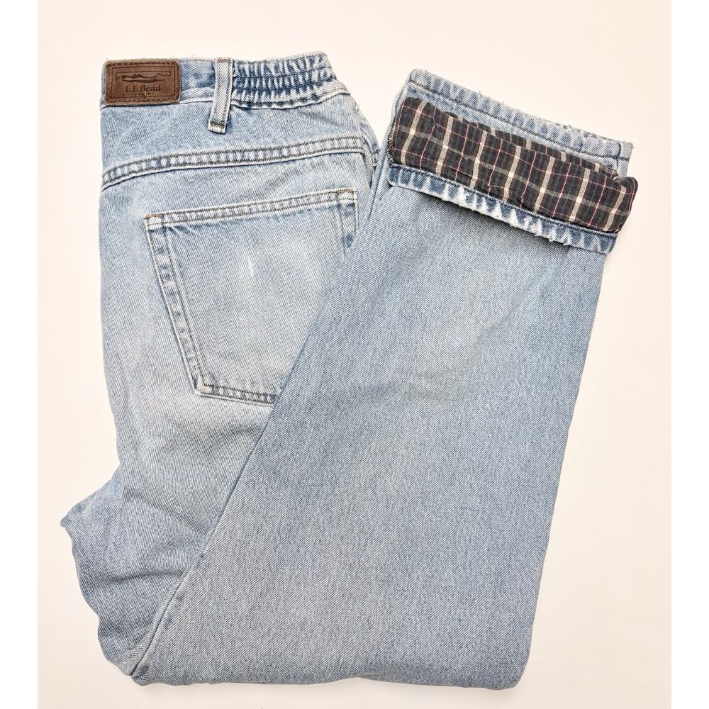 LL Bean Double Flannel Lined Jeans Comfort Waist 32x30 90s Men 
Plaid Double LL